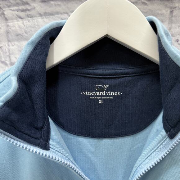 New Vineyard Vines Boys 1/2 Zip Cotton Pullover Size XL Jake Blue Whale Logo - Picture 2 of 6